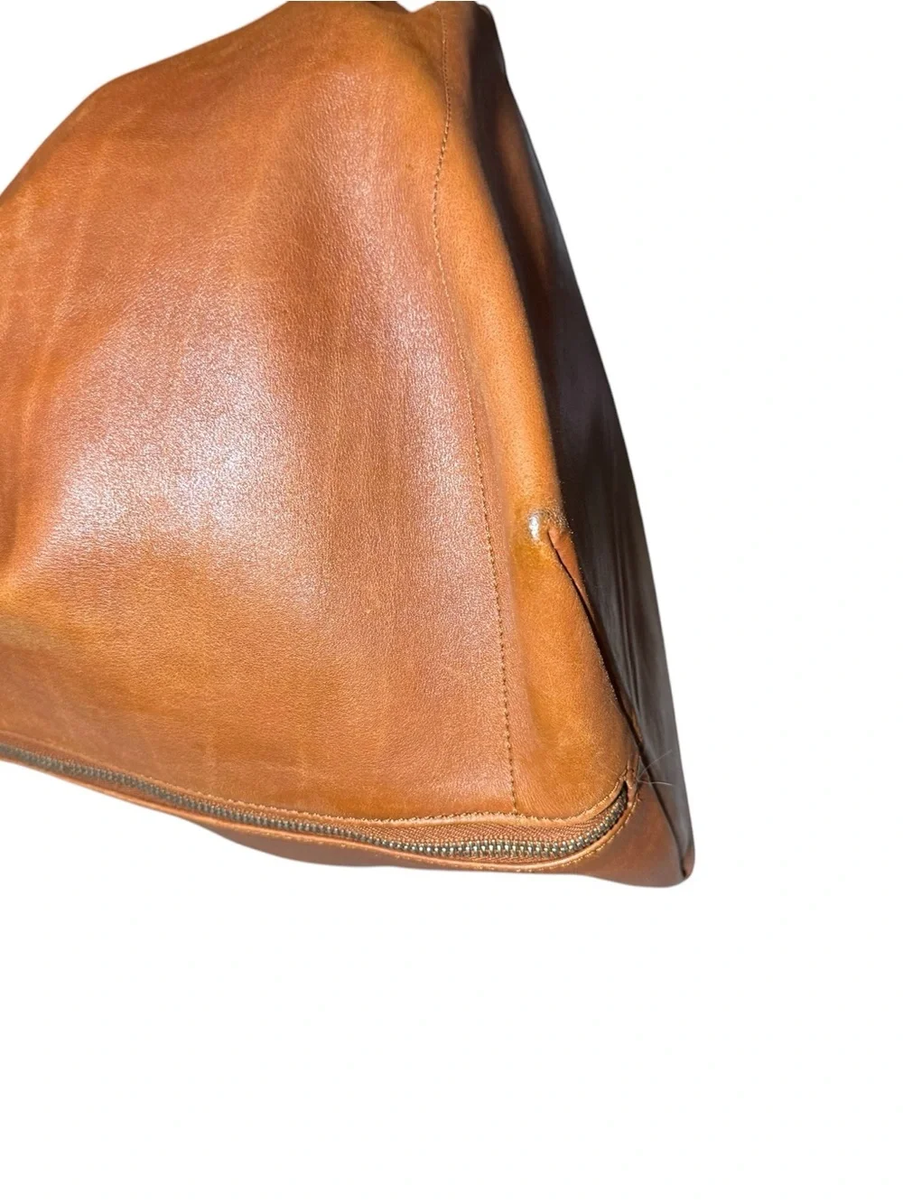 Salvatore Ferragamo Cognac Brown  Leather Drawstring Bucket Bag Auth